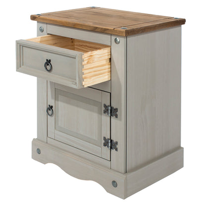 Wood Nightstand 1 Door 1 Drawer Corona Gray | Furniture Dash