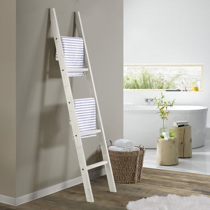 Wood Blanket Ladder White Distressed | Furniture Dash