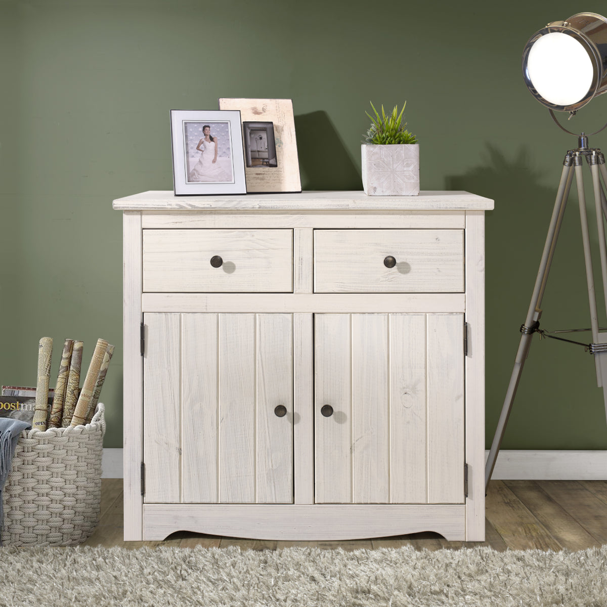 Wood Buffet Sideboard White Distressed | Furniture Dash