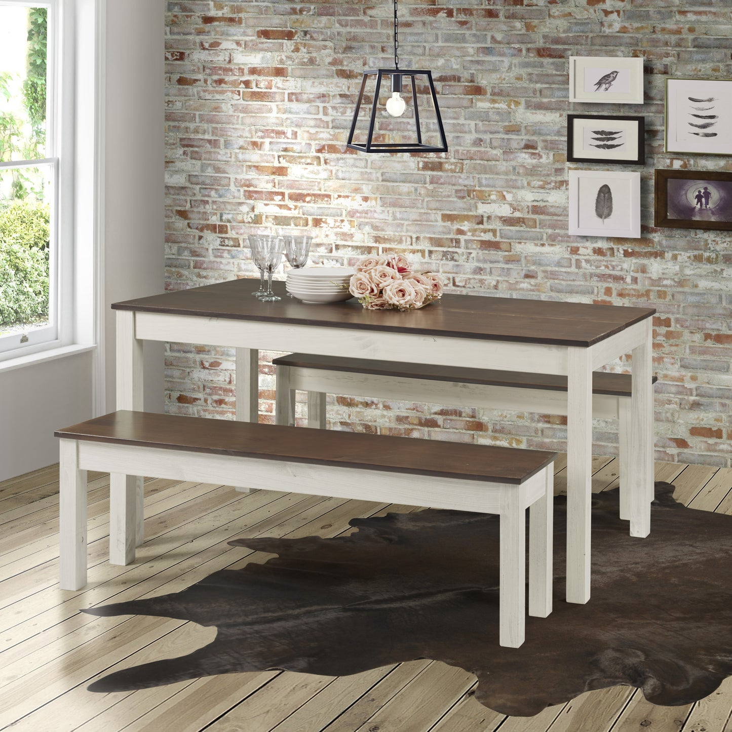 Wood Bench White Distressed | Furniture Dash