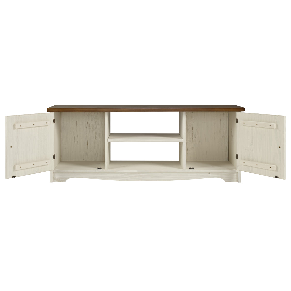 Wood TV Entertainment Stand White Distressed | Furniture Dash