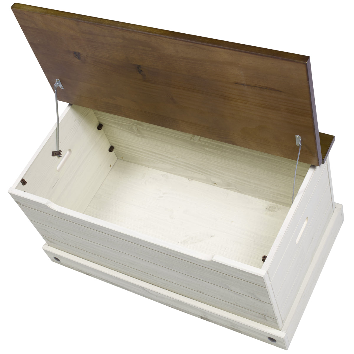 Wood Storage Trunk Ottoman White Distressed | Furniture Dash