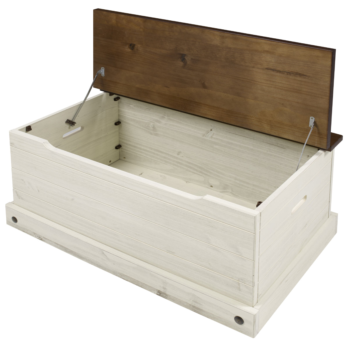 Wood Storage Trunk Ottoman White Distressed | Furniture Dash