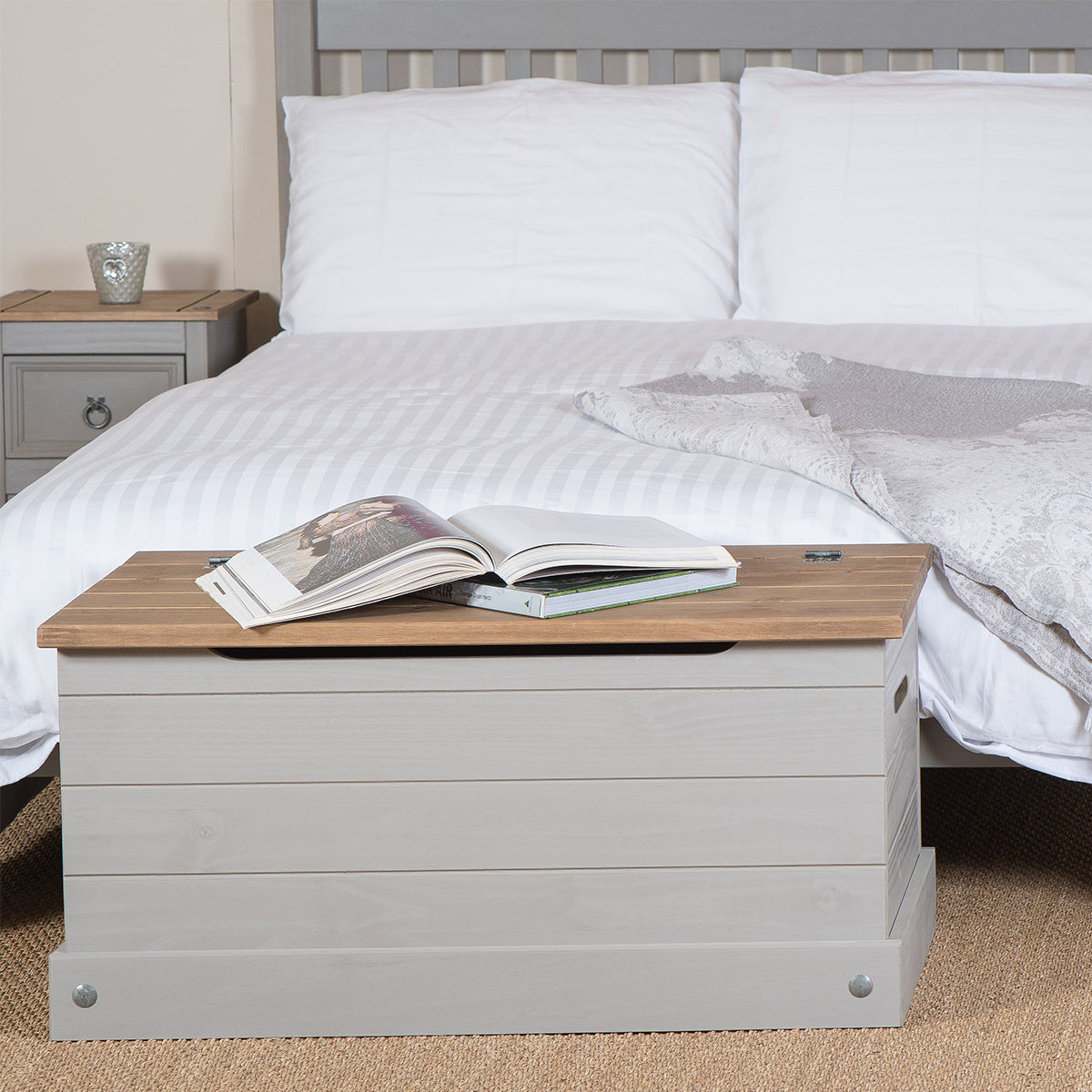 Wood Storage Trunk Ottoman Corona Gray Furniture Dash