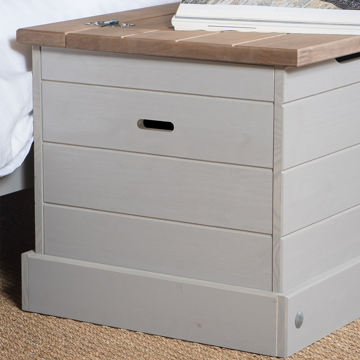 Wood Storage Trunk Ottoman Corona Gray | Furniture Dash