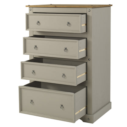 Wood Dresser 4 Drawers Chest Corona Gray | Furniture Dash