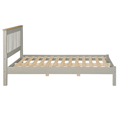 Wood Slatted Full Double Size Bed Corona Gray | Furniture Dash
