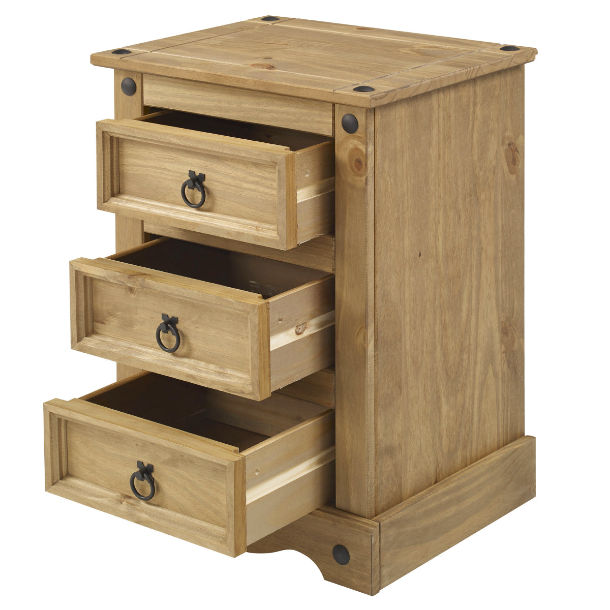 Wood Nightstand 3 Drawers Corona | Furniture Dash