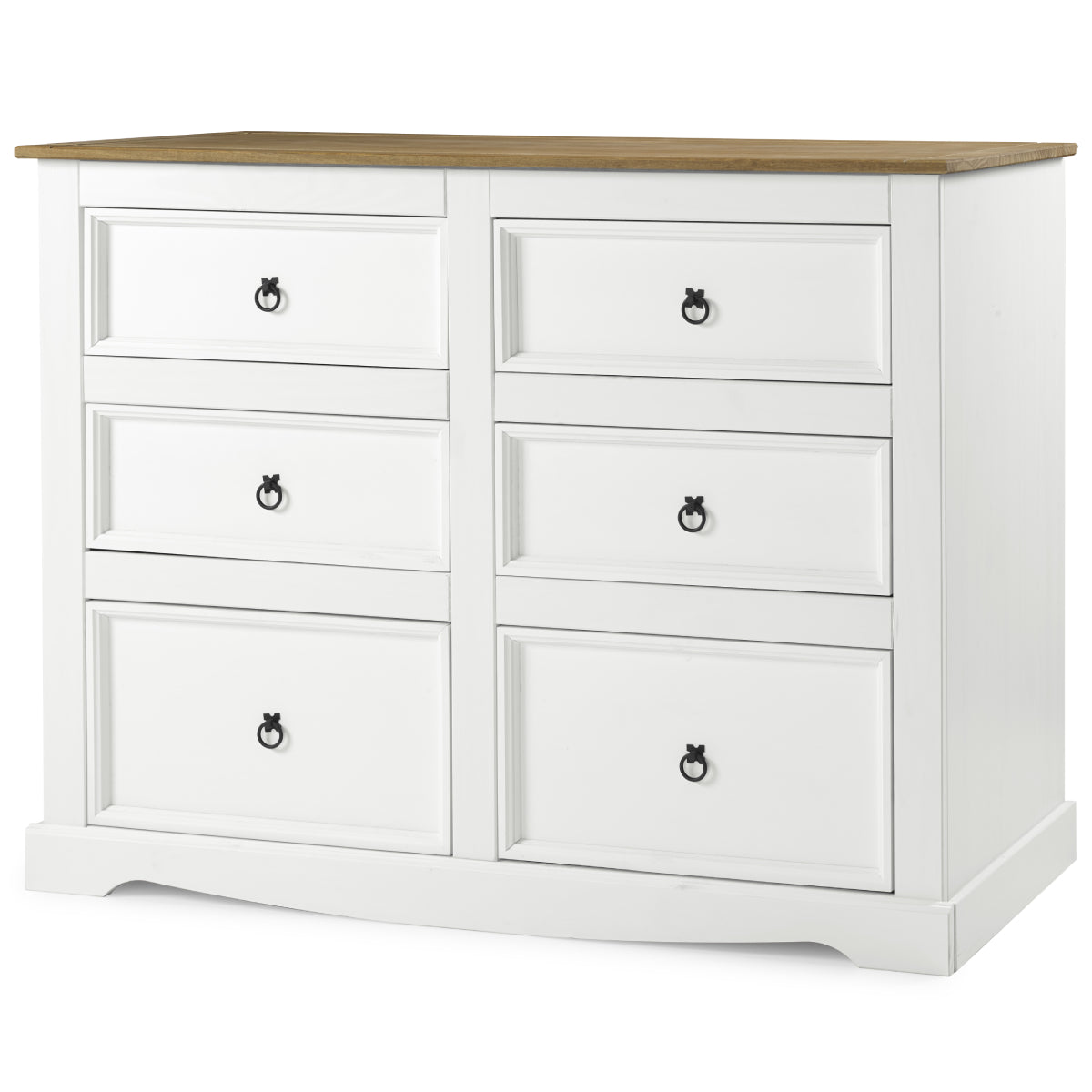 Wood Dresser 3+3 Drawers Chest Corona Snow | Furniture Dash