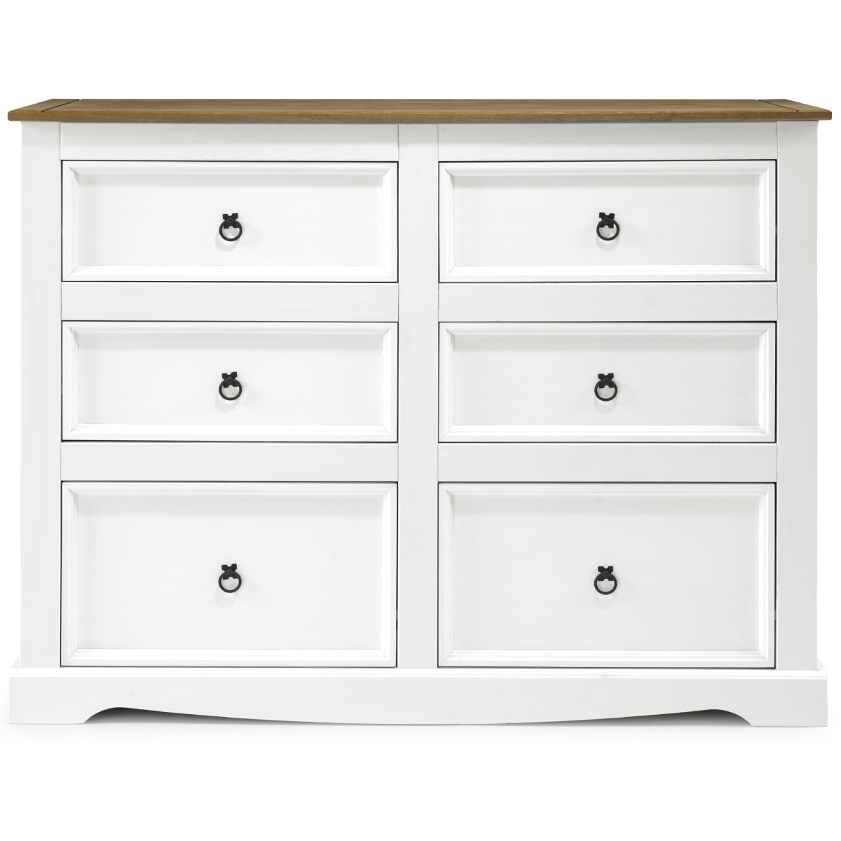 Wood Dresser 3+3 Drawers Chest Corona Snow | Furniture Dash