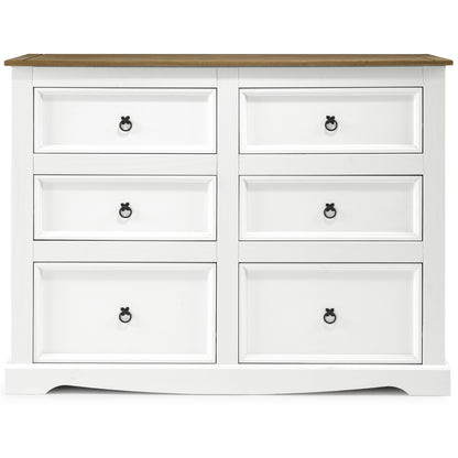 Wood Dresser 3+3 Drawers Chest Corona Snow | Furniture Dash