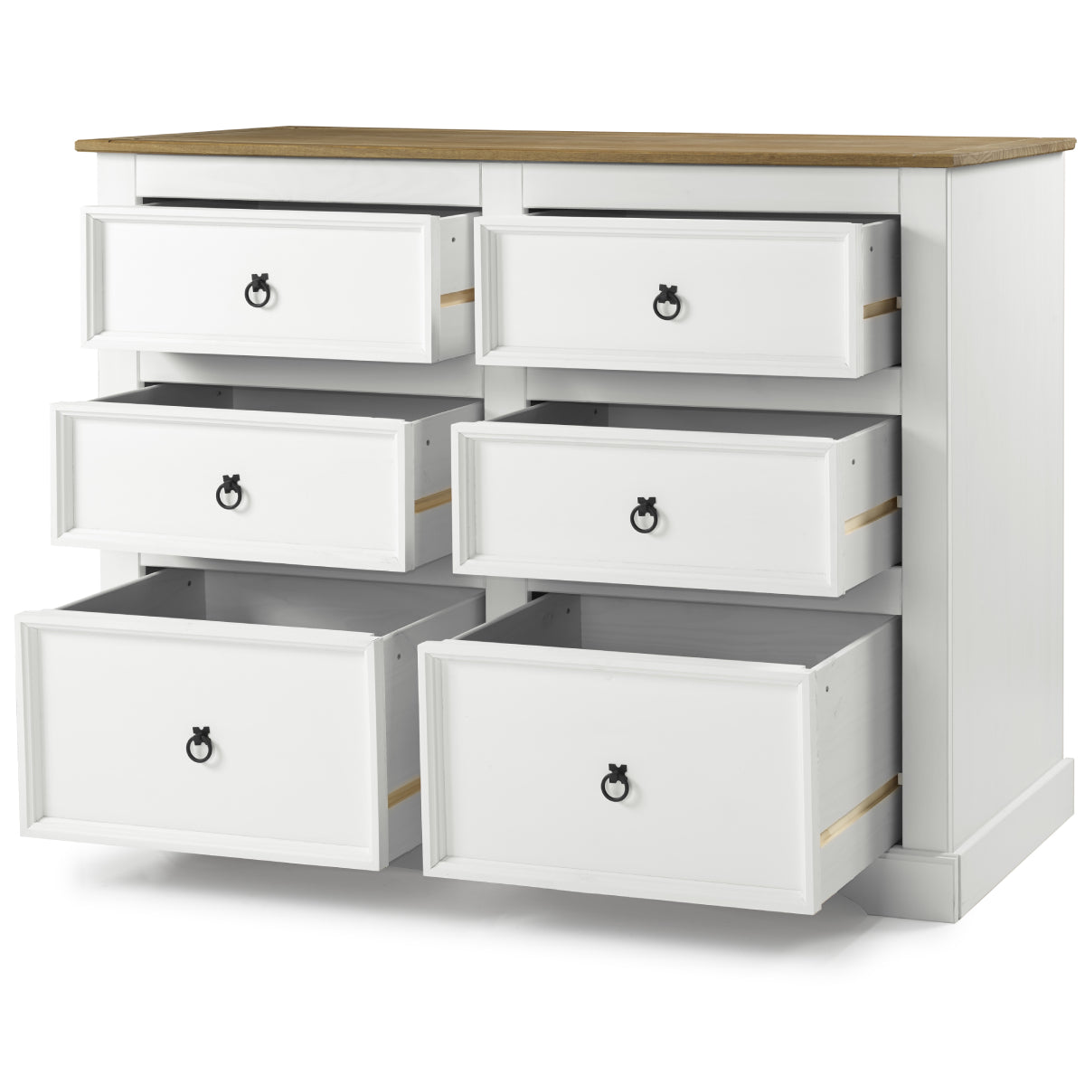 Wood Dresser 3+3 Drawers Chest Corona Snow | Furniture Dash