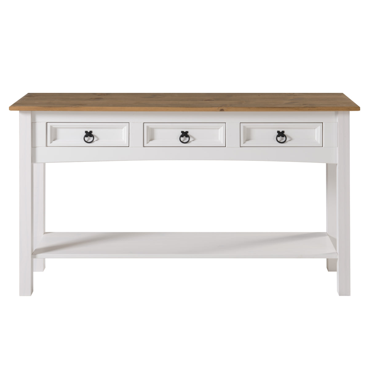Wood Hall Table Console 3 Drawers Corona Snow | Furniture Dash