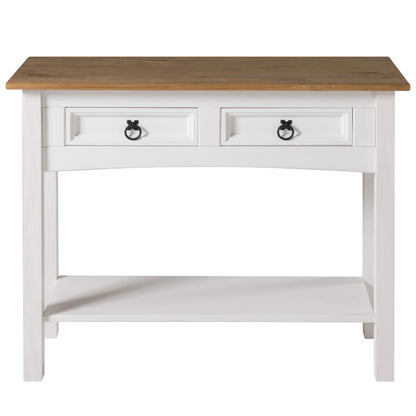 Wood Hall Table Console 2 Drawers Corona Snow | Furniture Dash