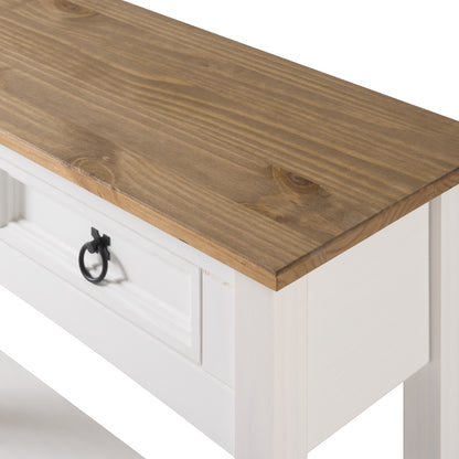 Wood Hall Table Console 2 Drawers Corona Snow | Furniture Dash
