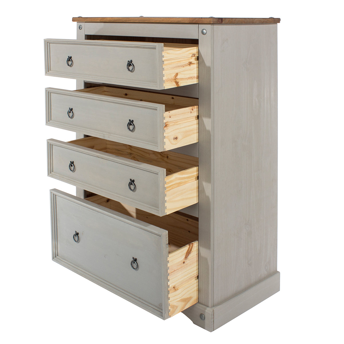 Wood Dresser 4 Drawers Chest Corona Gray | Furniture Dash