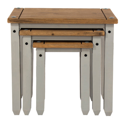 Wood Nest of 3 Tables Corona Gray | Furniture Dash