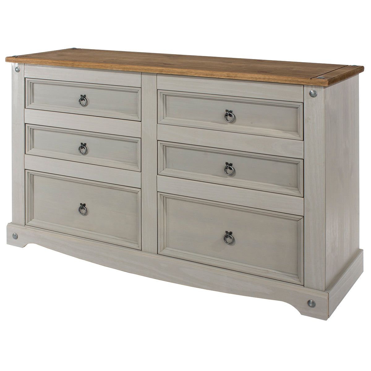 Wood Dresser 3+3 Drawers Chest Corona Gray | Furniture Dash