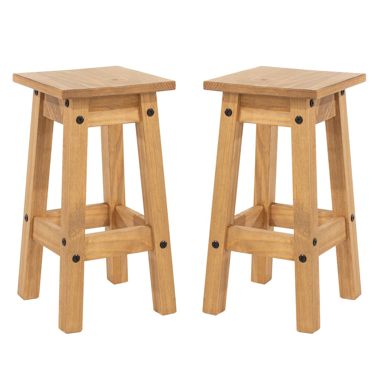 Wood Set of 2 Kitchen Stools Corona | Furniture Dash