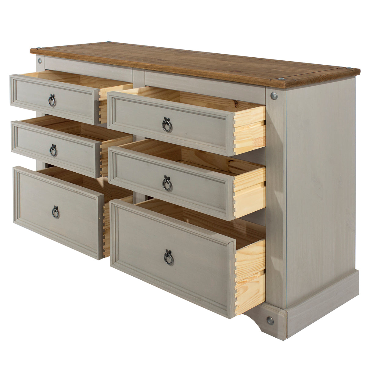 Wood Dresser 3+3 Drawers Chest Corona Gray | Furniture Dash