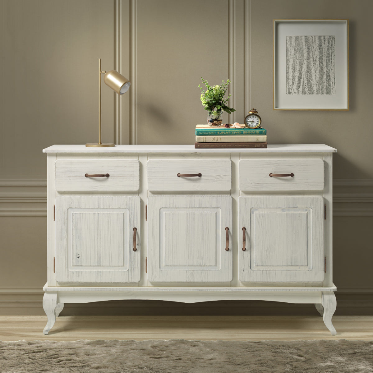 Wood Buffet Sideboard White Distressed Furniture Dash