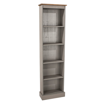 Wood Bookcase Tall Narrow Corona Gray | Furniture Dash