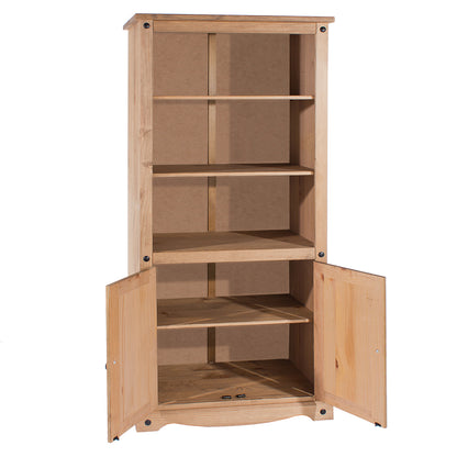 Wood Bookcase Library With Doors Corona | Furniture Dash