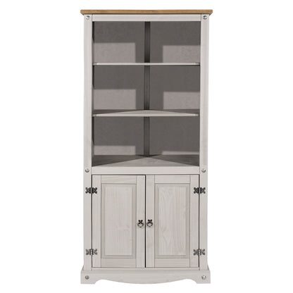 Wood Bookcase Library With Doors Corona Gray | Furniture Dash