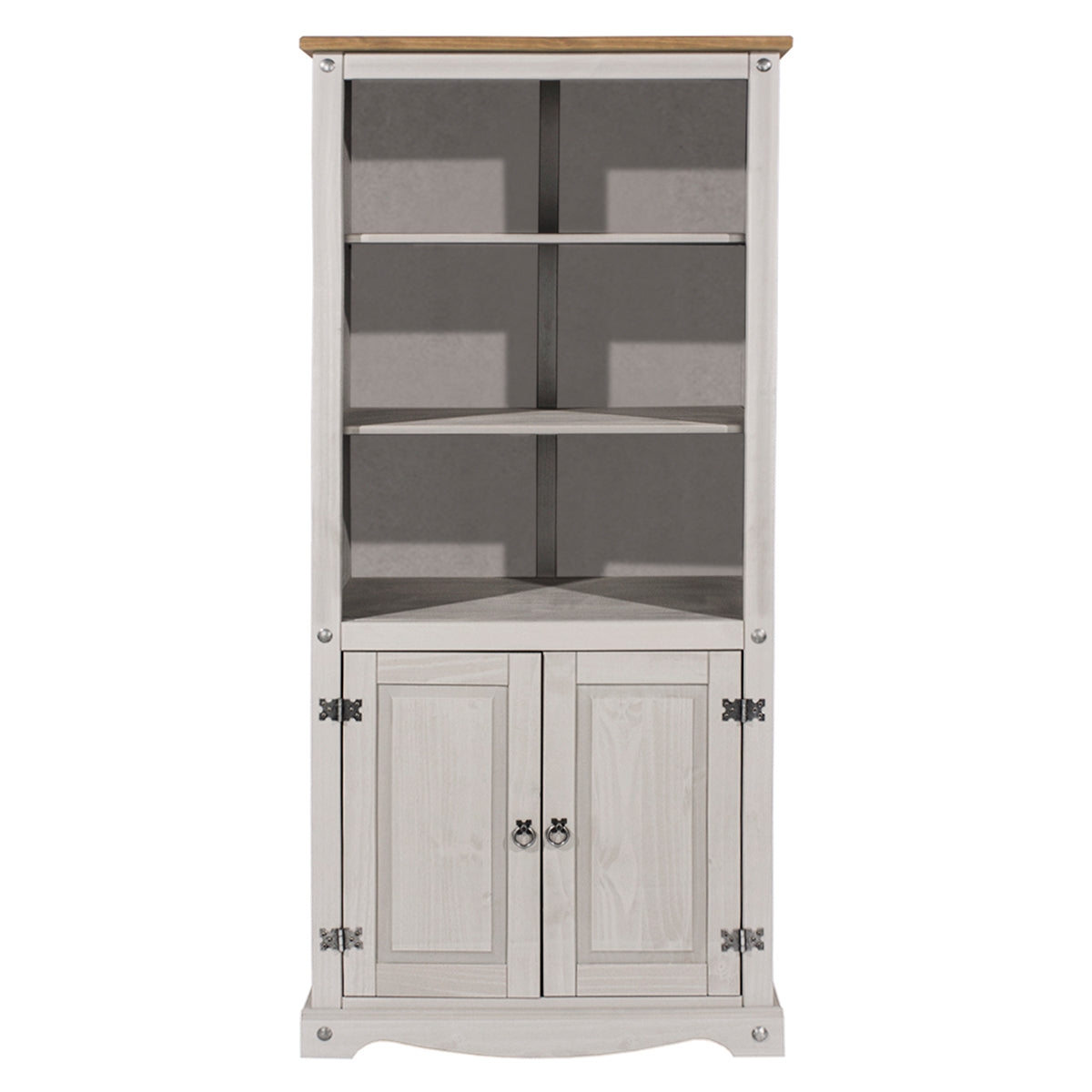 Wood Bookcase Library With Doors Corona Gray | Furniture Dash