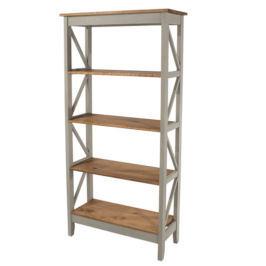Wood Shelf Unit 5 Tier Corona Gray | Furniture Dash