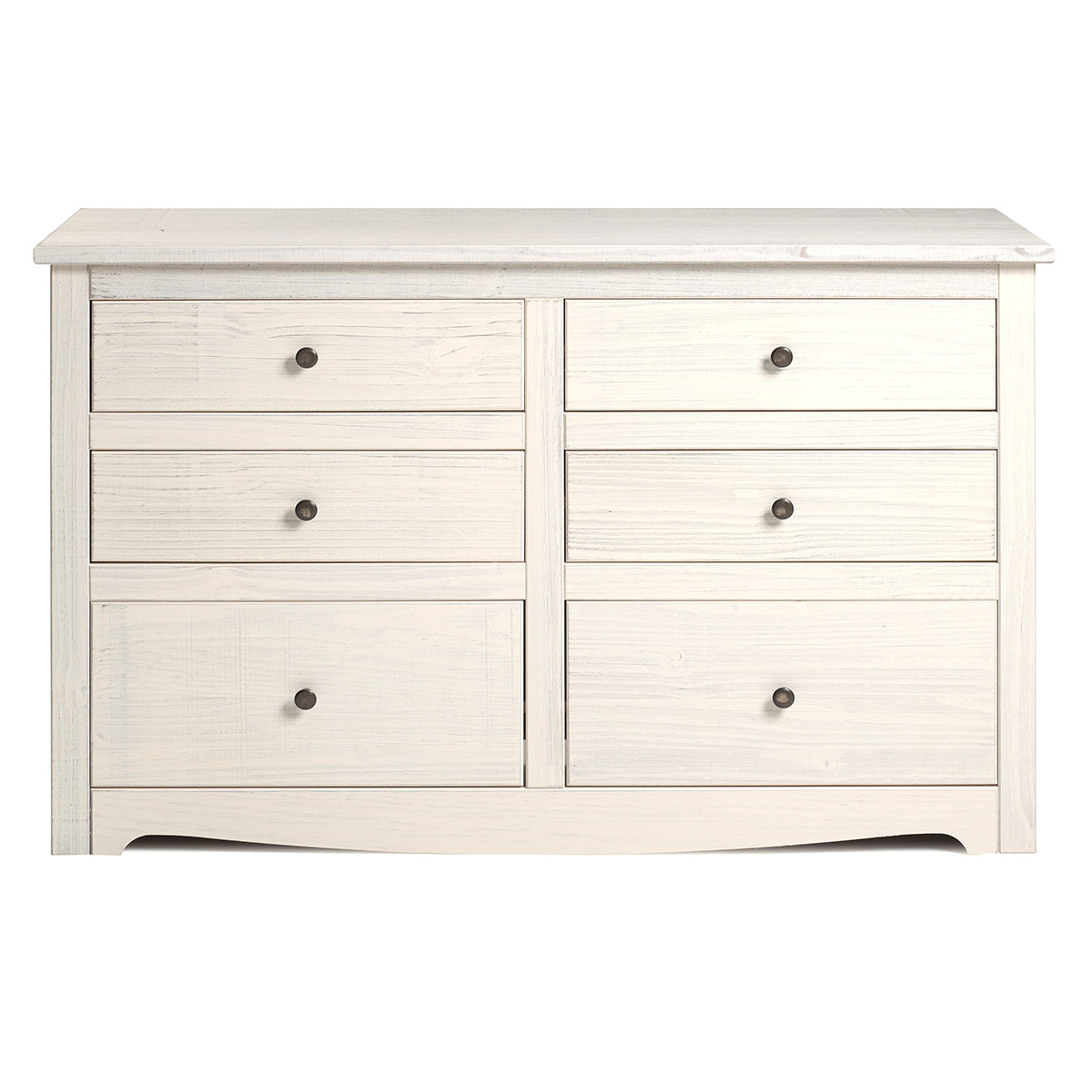 Wood Dresser 3+3 Drawers Chest White Distressed | Furniture Dash