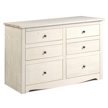 Wood Dresser 3+3 Drawers Chest White Distressed | Furniture Dash