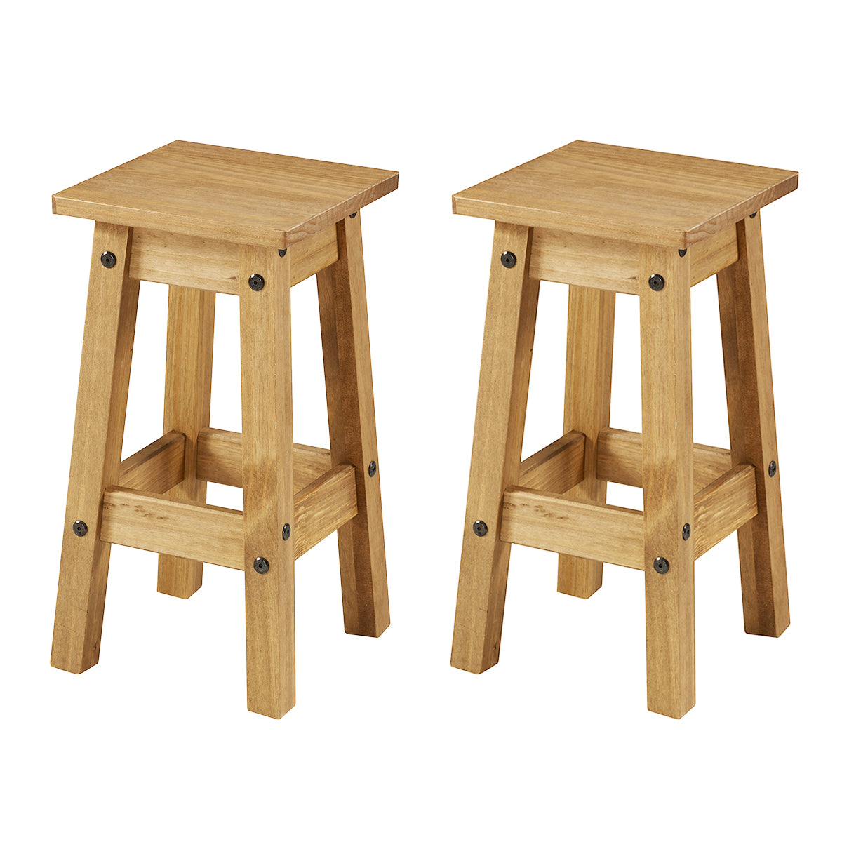 Wood Set of 2 Kitchen Stools Corona | Furniture Dash