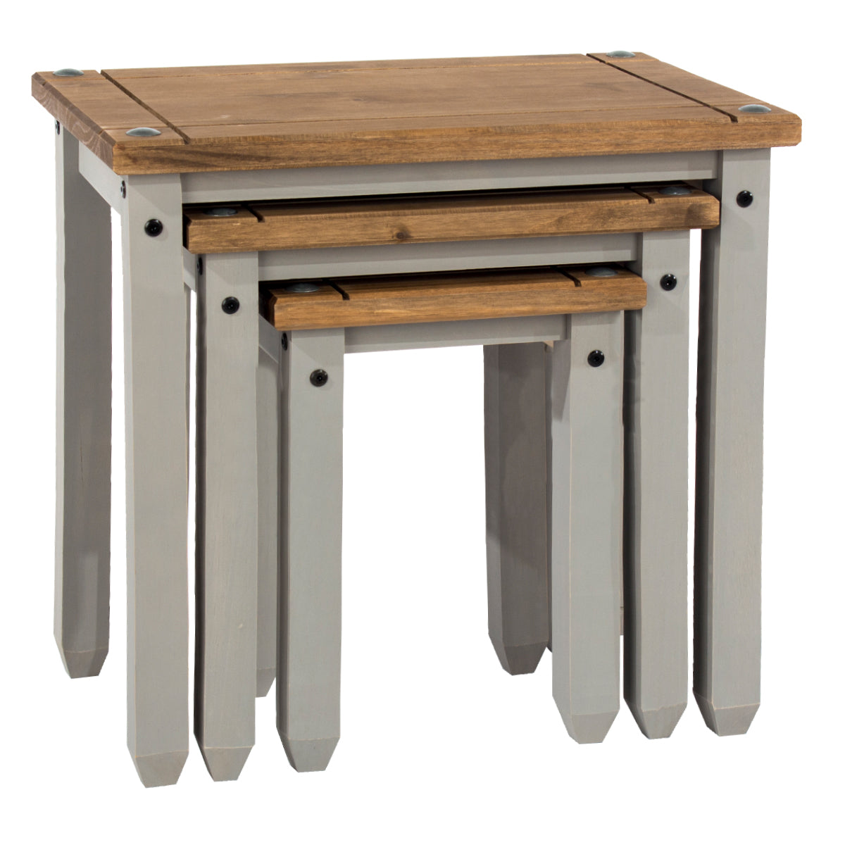Wood Nest of 3 Tables Corona Gray | Furniture Dash