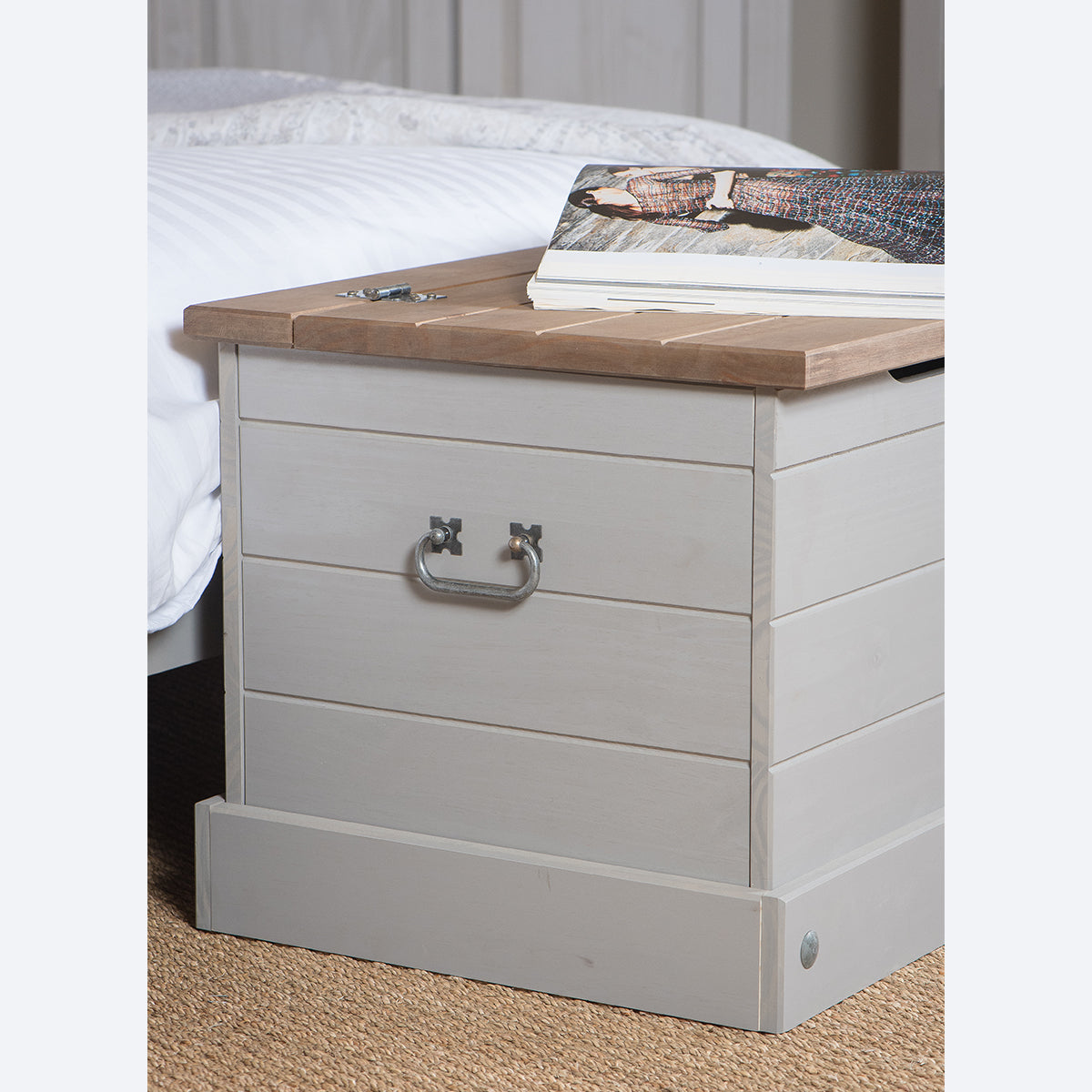 Wood Storage Trunk Ottoman Corona Gray | Furniture Dash